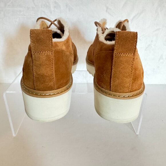 UGG Johanna Spill Seam Loafer Oxford Size 9 Suede Chestnut Wedge - Picture 7 of 13